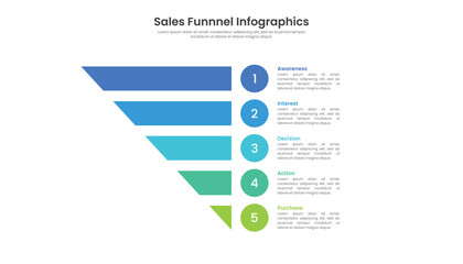 Sales funnel infographic template design with 5 levels