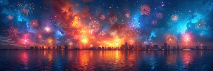 Obraz na płótnie Canvas Kashiwazaki Sea Fireworks Festival Niigata, Background HD, Illustrations