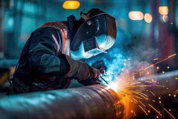 A welder welding a pipe.