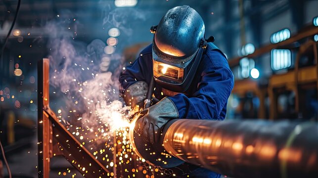 A welder welding a pipe.