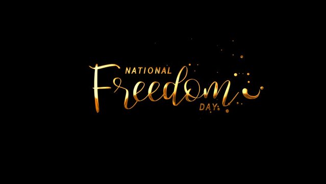 National Freedom Day Text Animation on Gold Color. Great for National Freedom Day Celebrations, for banner, social media feed wallpaper stories.