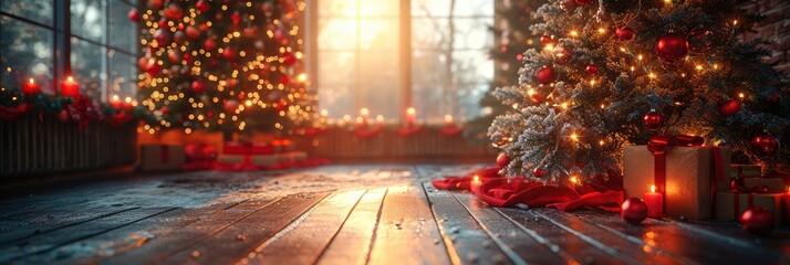 Obraz premium Package New Year Christmas Flat Ley, Background HD, Illustrations