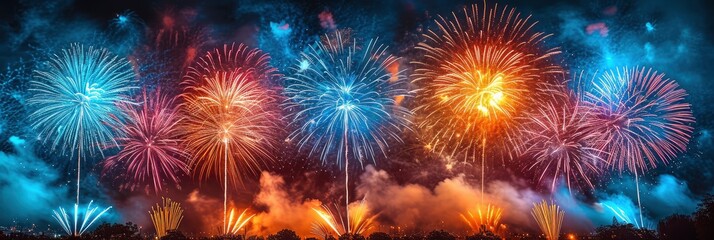 Fototapeta premium Real Fireworks Photo Sky, Background HD, Illustrations