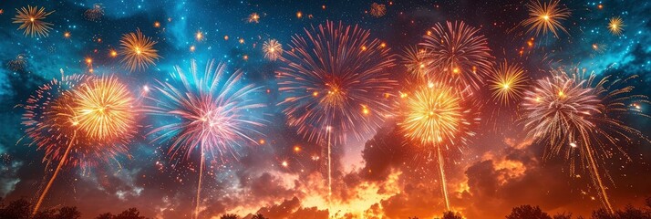 Fototapeta premium Real Fireworks Photo Sky, Background HD, Illustrations