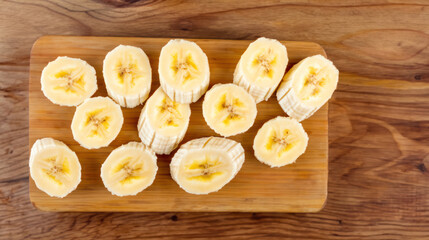 sliced banana on wooden board