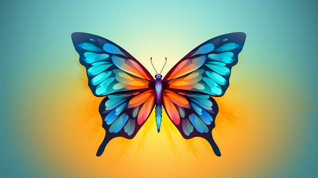 illustration of single simple butterfly its wings delicate interplay colors against undefined space