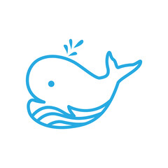 whale cartoon line icon logo vector