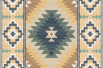 Navajo tribal vector seamless pattern. Native American ornament. Ethnic South Western decor style. Boho geometric ornament. Vector seamless pattern. Mexican blanket, rug. Woven carpet illustration. - obrazy, fototapety, plakaty