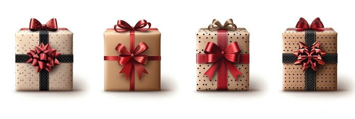 Set Different Gift Boxes On White, Background HD, Illustrations