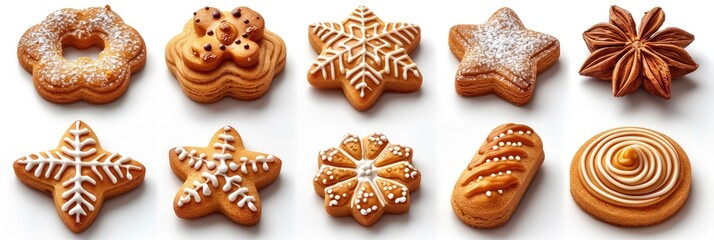Set Different Homemade Christmas Cookies, Background HD, Illustrations