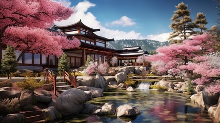 spring cherry blossom landscape