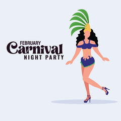 Brazilian Carnival Night Party Social Media Post Illustration