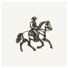 cowboy riding horse side view silhouette western