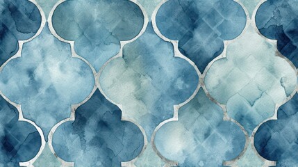 An abstract watercolor background in muted blue, radiating classic aesthetic vibes. The inclusion of a rough texture, grid pattern, and worn canvas effect enhances its allure - obrazy, fototapety, plakaty