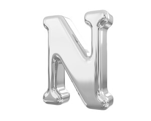 Silver 3D Letter N