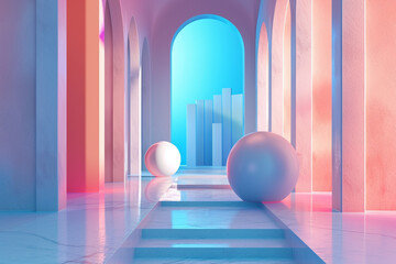 deep 3d immersive world minimalistic style illustration