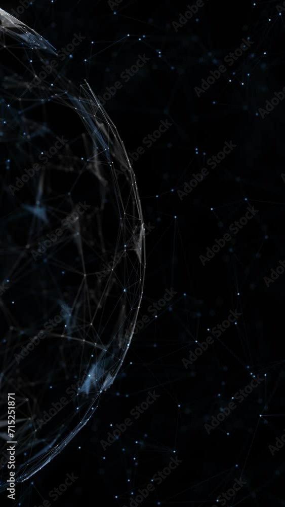 Poster futuristic digital tech sphere with lines dots loop vertical animation.