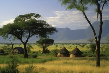 Scenic African landscape. Generative AI