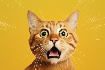 A cat with a comical and surprised expression, adding a touch of humor to the scene.