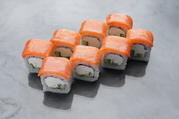 Sushi roll Philadelphia with salmon cucumber and cream cheese