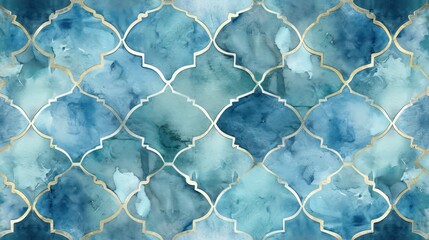 An abstract watercolor background in muted blue, radiating classic aesthetic vibes. The inclusion of a rough texture, grid pattern, and worn canvas effect enhances its allure - obrazy, fototapety, plakaty