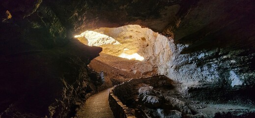 A scenic view of the cave at Carlsbad Caverns National Park in New Mexico.