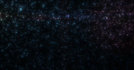 Glowing blue snowflakes snowfall blizzard made of energy abstract particles and light for Christmas and New Year festive abstract background