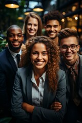 Team of professionals working together in a collaborative and harmonious manner, radiating positivity and happiness, Generative AI