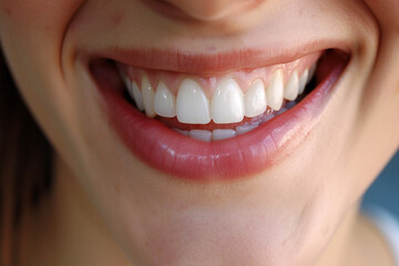 Close-up of teeth, Beautiful women smile with great healthy dental care.