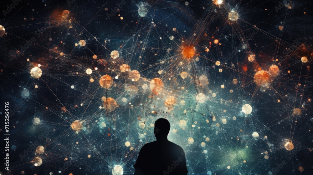Aufkleber an upclose look at a web of interconnecting thoughts, representing the paranoid ideation that can fu