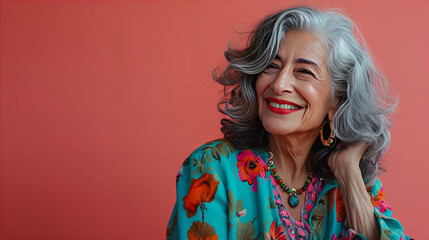 Happy Older Woman With Gray Hair Smiling
