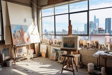 Artist's Studio Overlooking the City.