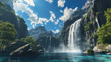 Clear blue skies and a roaring waterfall provide the perfect soundtrack for a deep breathing session.
