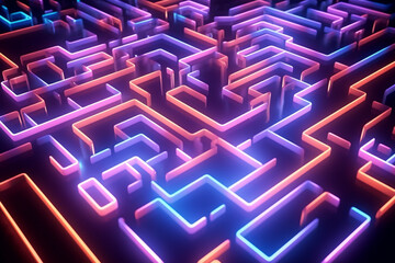 Neon Labyrinth Puzzle.