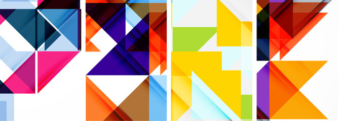 Set of abstract random triangle composition backgrounds. Vector illustration for for wallpaper, business card, cover, poster, banner, brochure, header, website