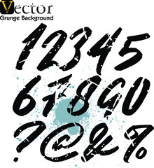 vector set of acrylic or calligraphy ink numbers. ABC for your design, brush lettering, Numbers written with a brush. Hand drawn Numbers. Watercolor vector. Grunge design elements, Grungy painted obje