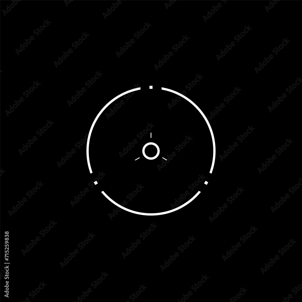 Poster cyberpunk style circle target, hud futuristic aim, tech digital design sight, vr interface element. 