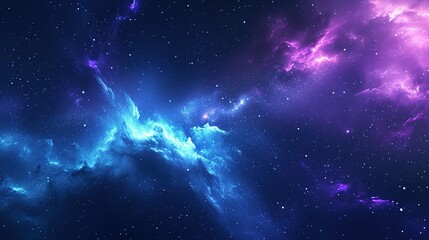 Beautiful fantasy starry night sky, blue and purple colorful, galaxy and aurora 4k wallpaper
