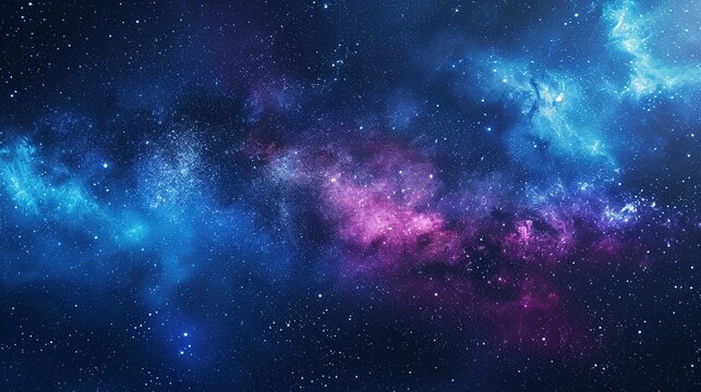 Beautiful Fantasy Starry Night Sky, Blue And Purple Colorful, Galaxy And Aurora 4k Wallpaper