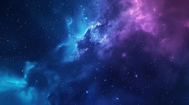 Beautiful fantasy starry night sky, blue and purple colorful, galaxy and aurora 4k wallpaper