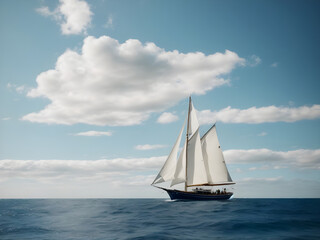 Fototapeta premium sailing boat on the sea with sky background