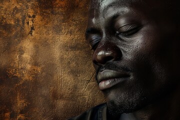 Image of an African man with a textured background, symbolizing Black History Month, evoking pride and diversity.