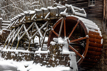 Glade Creek Grist Mill in winter