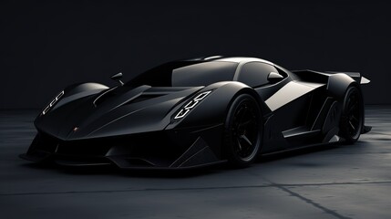 Black generic sport unbranded car isolated on a dark background