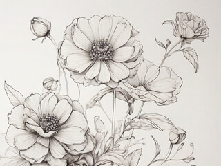 flowers--drawing--line--nature