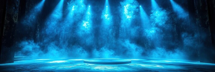 Stage Blue Lights Shine On Dark, Background HD, Illustrations