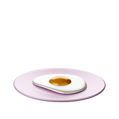 Cartoon style Fried eggs on a pink plate 3D rendering.