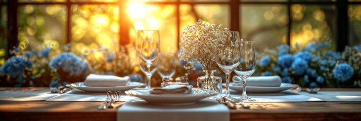 Wedding Festive Table Setting Elegant Cutlery, Background HD, Illustrations