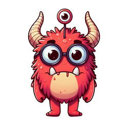 Naklejka premium Funny little cute monster