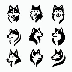 dog collection logo with a firm shape and calm colors. flat cartoon design that is simple and minimalist